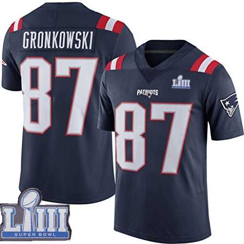 Youth Nike Patriots 87 Rob Gronkowski Navy 2019 Super Bowl LIII Color Rush Limited Jersey,We sell and wholesale Youth Nike Patriots 87 Rob Gronkowski Navy 2019 Super Bowl LIII Color Rush Limited Jersey on line form chian!